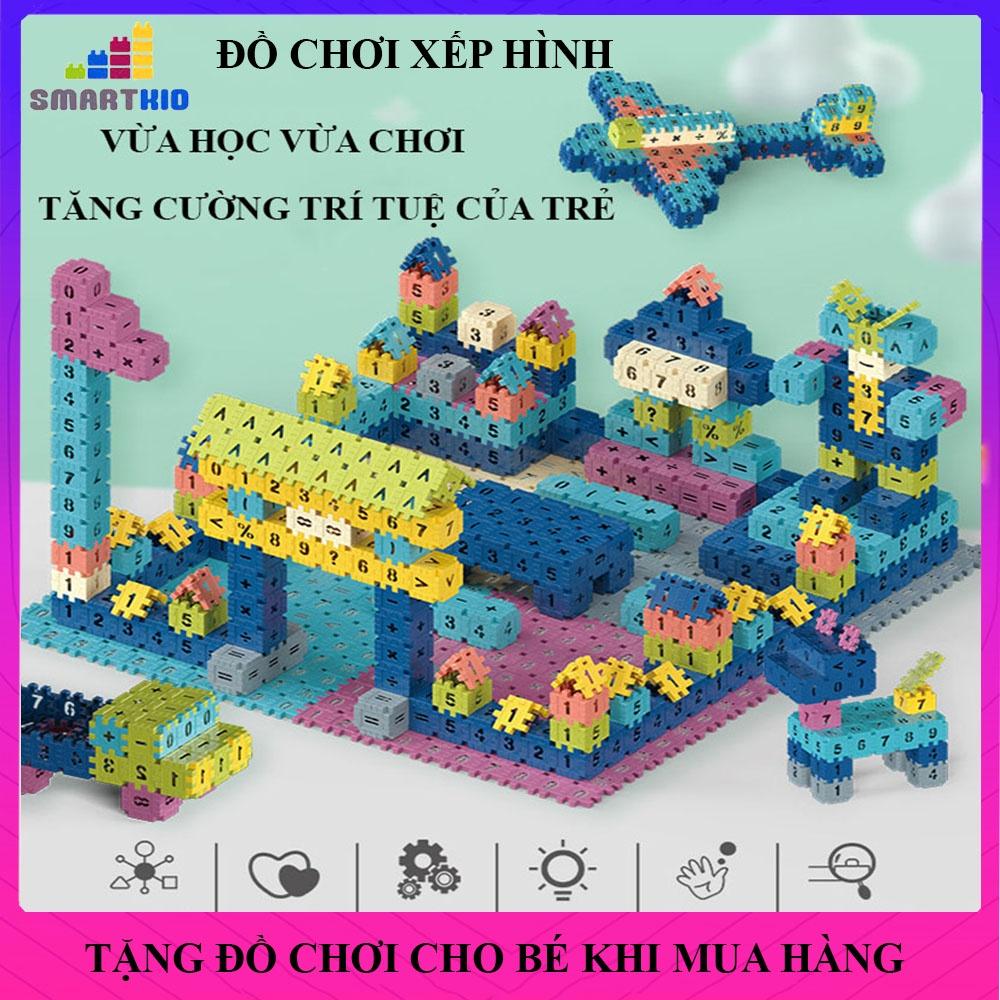 Bộ Đồ Chơi Xếp Hình Khối Nhiều Màu, Nhiều Số Cho Bé Sáng Tạo, Lắp Ráp Ngôi Nhà, Bàn Ghế, Phát Triển Tư Duy