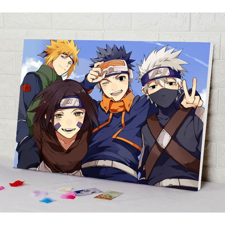 Tranh Sơn Dầu Số Hoá Tự Tô DIY đã căng khung khổ 40x50cm Hình Naruto itachi. sasuke, KONOHA