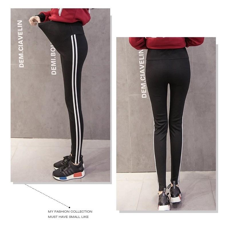 Quần legging bầu kẻ sọc