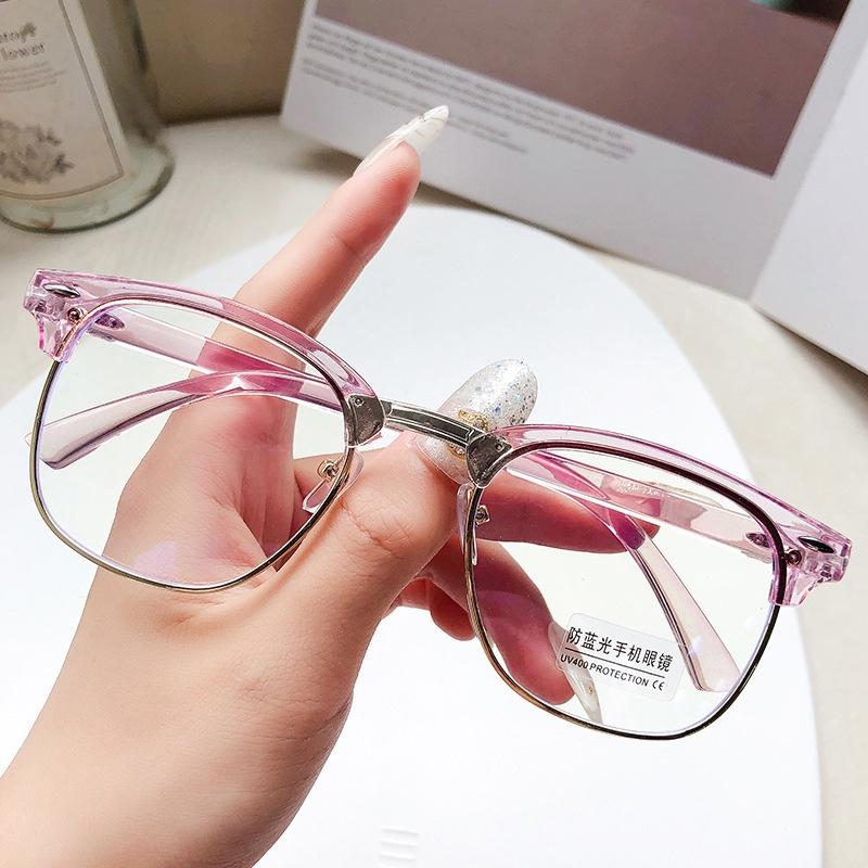 Mắt kính giả cận nửa viền chống tia UV400 phong cách cổ điển thời trang Hàn Quốc mã KS7