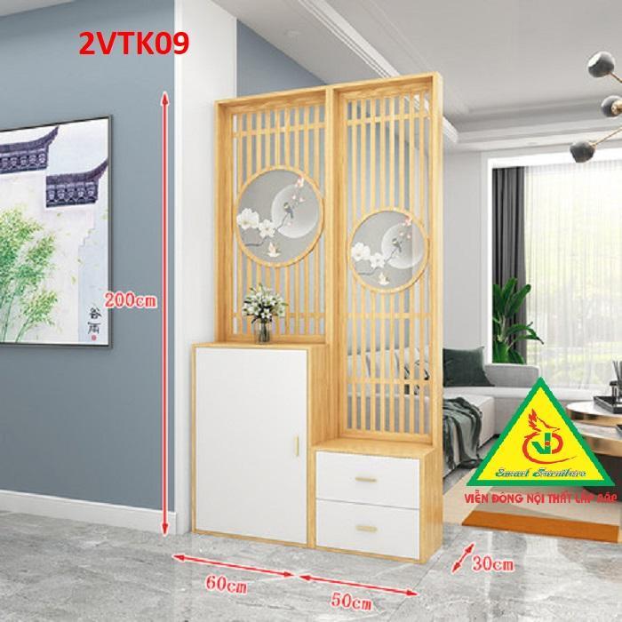 Tủ kệ trang trí kiêm vách ngăn phòng khách , nhà bếp 2VTK09- Nội thất lắp ráp Viendong Adv