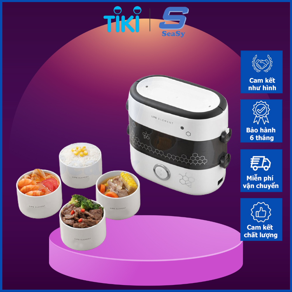 Hộp Cơm Hâm Nóng, Hộp Cơm Giữ Nhiệt 4 Bát Sứ Cao Cấp, 2 Tầng Nhỏ Gọn, Khay Chống Tràn Hoàn Hảo, Dùng Để Hâm Nóng, Giữ Nhiệt, Nấu Chín Cơm Và Thức Ăn, Tặng Kèm Bộ Đũa, Thìa Và Miếng Rửa Vệ Sinh