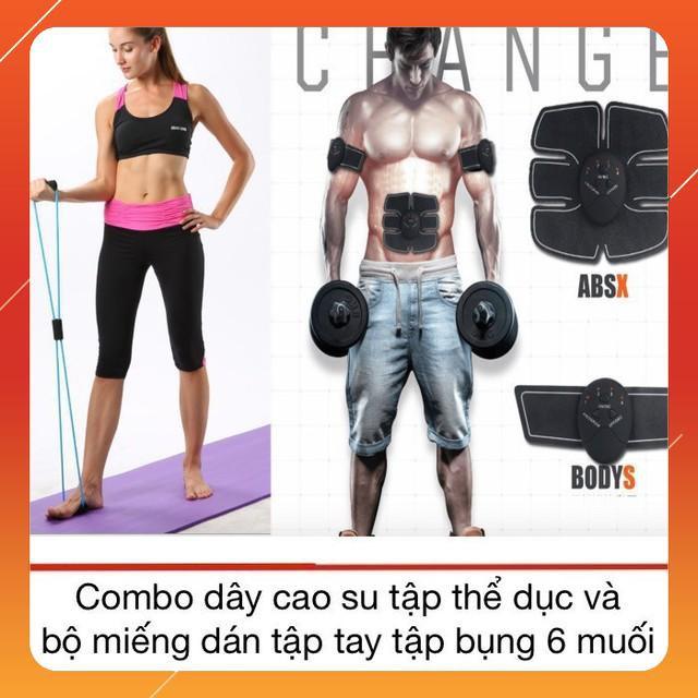 bộ tập thể dục thể thao dây cao su và bộ miếng dán tập bụng