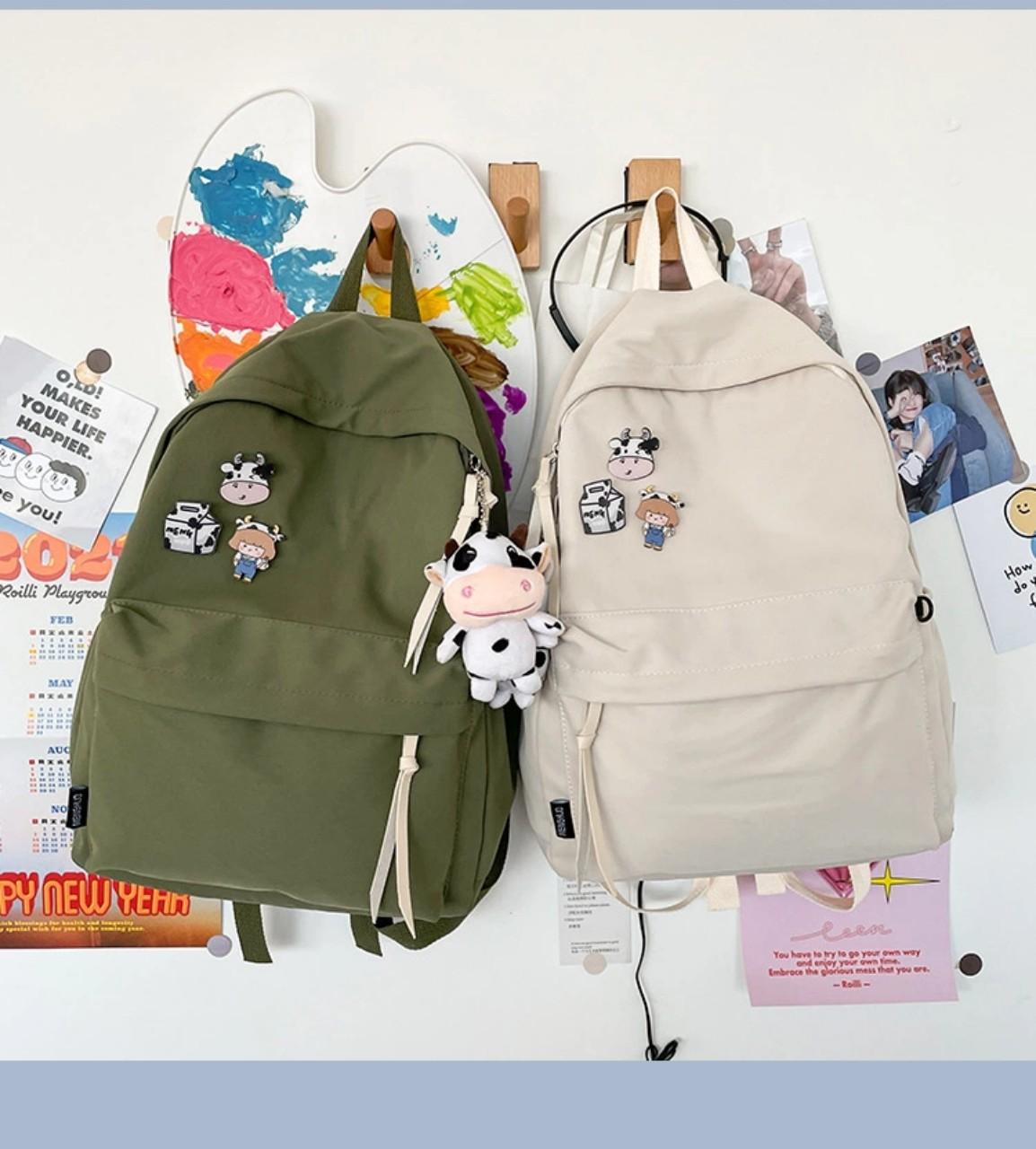 Balo thời trang nam nữ ulzzang thời trang cao cấp họa tiết bò sữa hàng chuẩn chất lượng