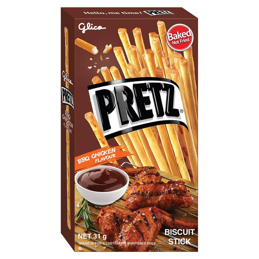 Bánh que nướng giòn 4 vị GLICO Pretz (Combo 5 hộp - 2 Khoai tây 1 BBQ Gà 1 Pizza 1 Bắp)