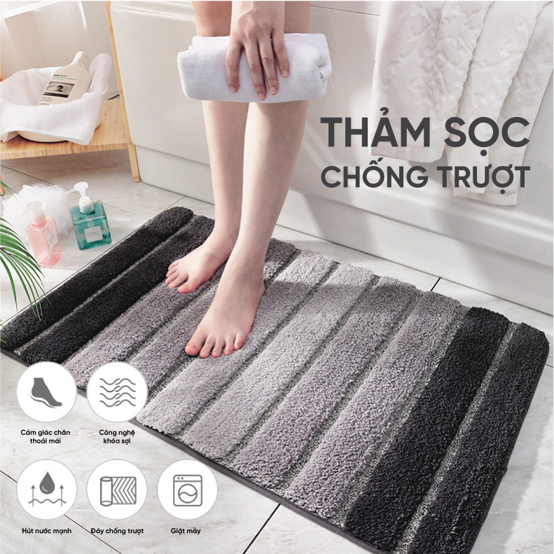 Thảm chùi chân, thảm nhà tắm CAO CẤP màu sắc hài hoà dễ trang trí. Thảm chùi chân phù hợp đặt mọi nơi trong nhà