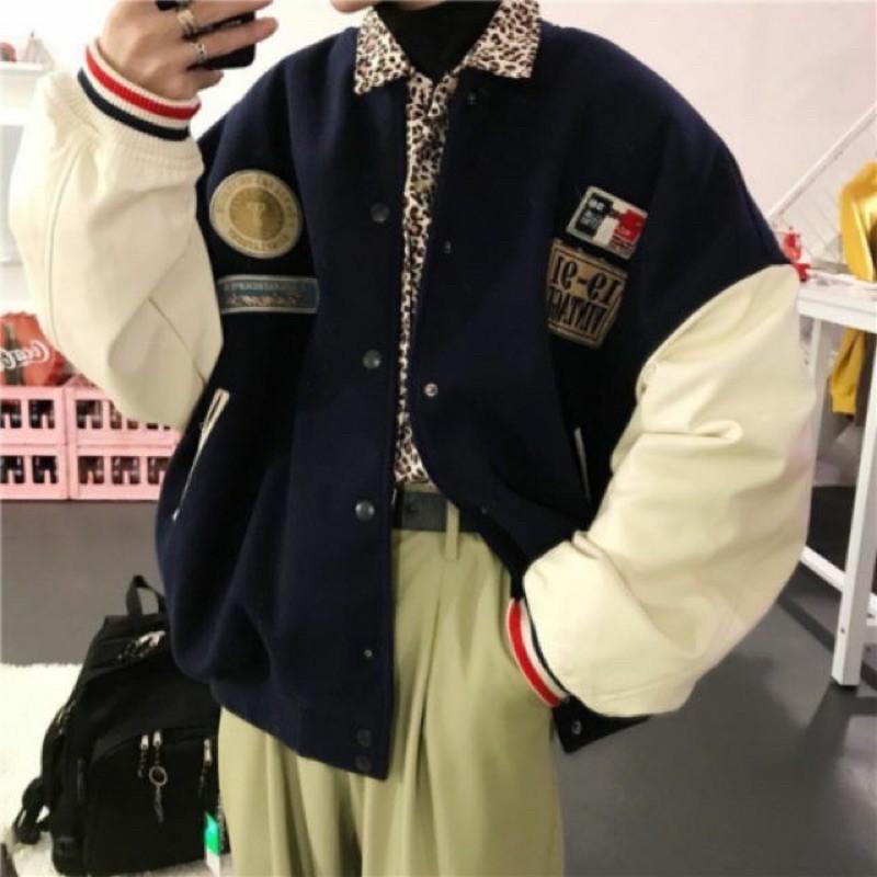 Áo khoác bóng chày dạ ép bomber unisex