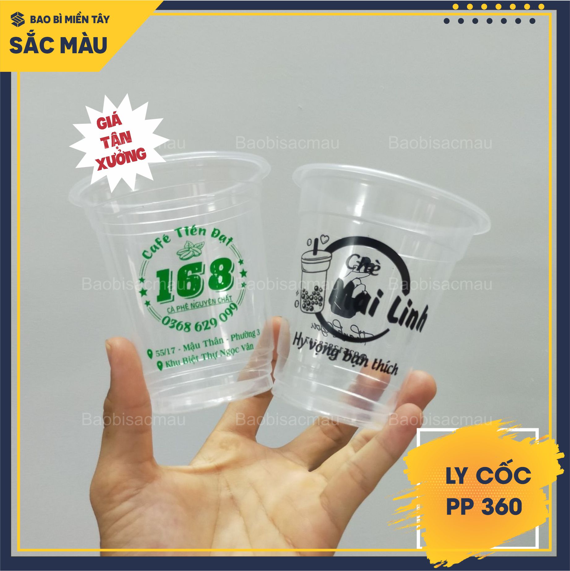 Sỉ 50 cốc nhựa/ ly nhựa PP 360ml kèm nắp