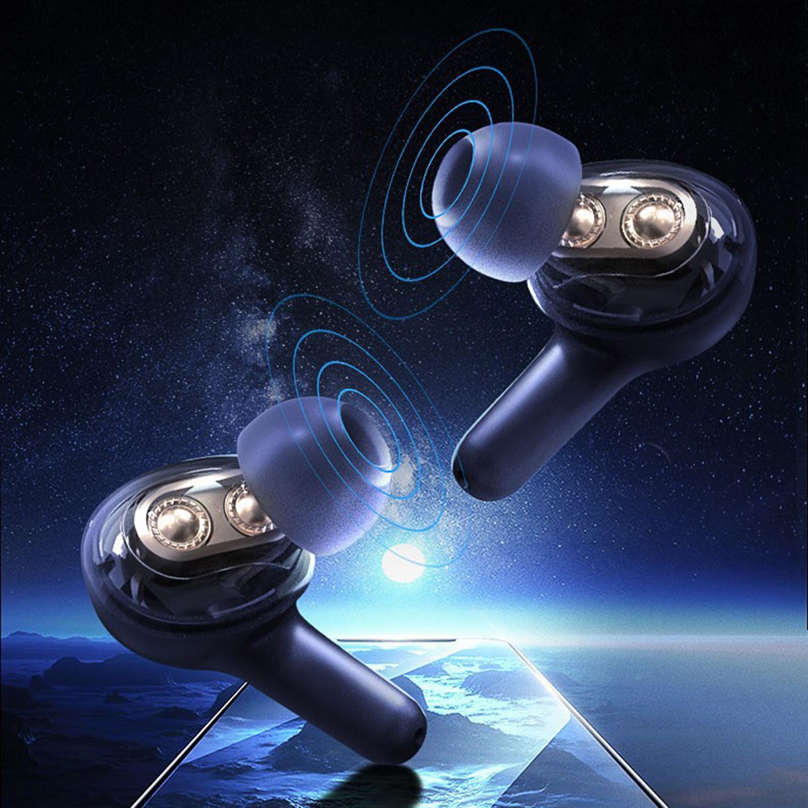 Bluetooth 5.0  Wireless Earbuds LED Screen Display Deep Bass for Workout Black