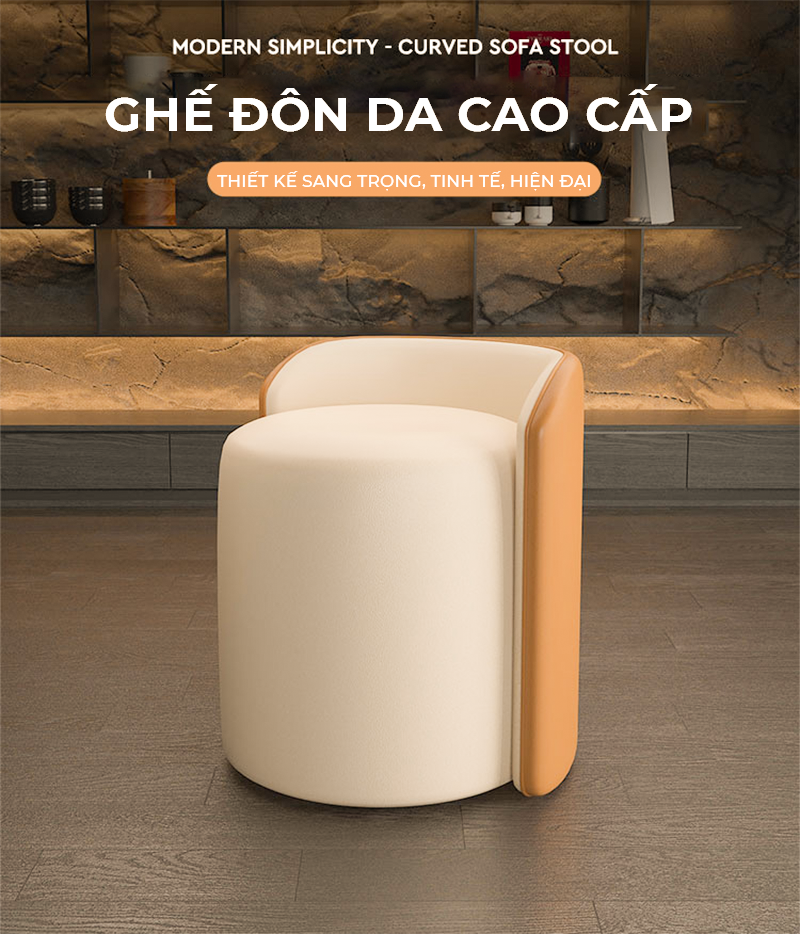 Ghế đôn sofa, ghế bàn trang điểm bọc da cao cấp decor phòng hiện đại - GC51