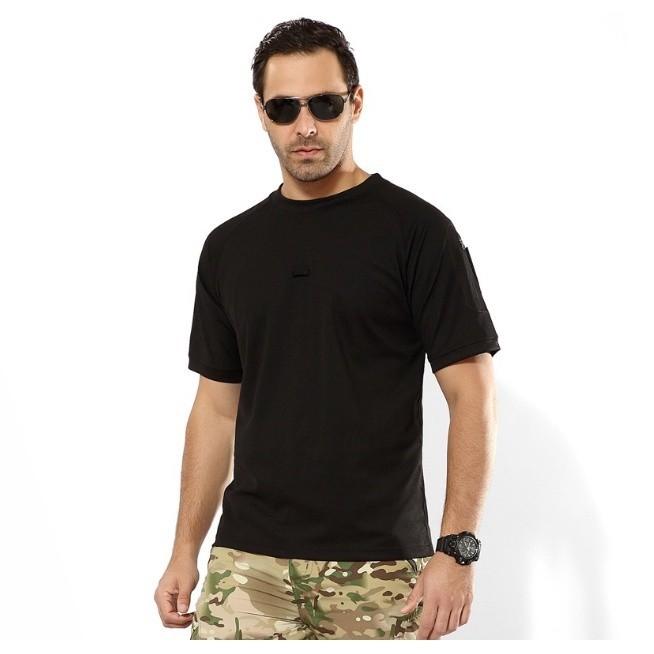 Áo thun cổ tròn chiến thuật_dã ngoại_sinh tồn - camo đen