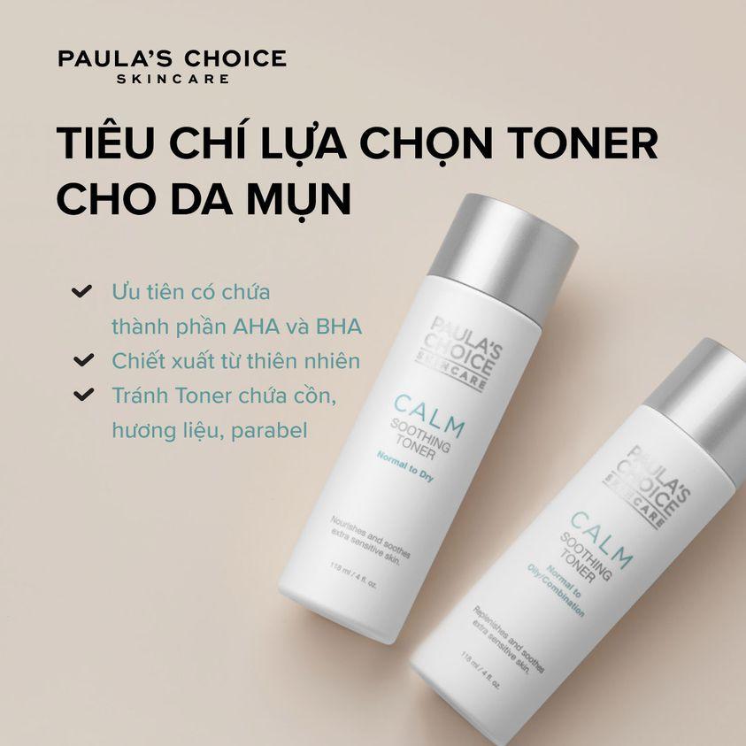 Toner dịu nhẹ và phục hồi da dầu nhạy cảm Paula's Choice Calm Soothing Toner Normal to Oily/Combination (Mã 9160)