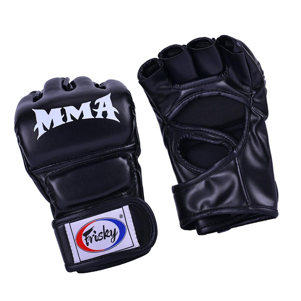 Boxing Training Gloves Taekwondo MMA Punching Martial Half Finger Mitts Black