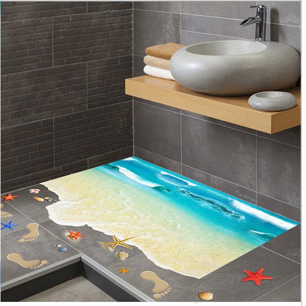 Combo 2 bộ decal dán tường Bãi cát biển AmyShop