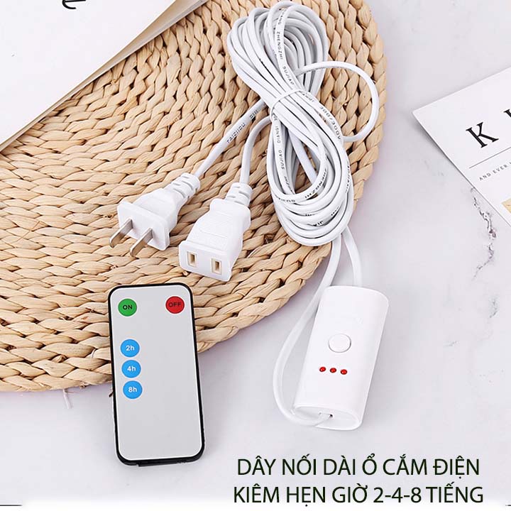 Ổ cắm nối dài kiêm hẹn giờ tự tắt 2-4-8 giờ, dài 3.0m, loại có hoặc không có remote tùy chọn
