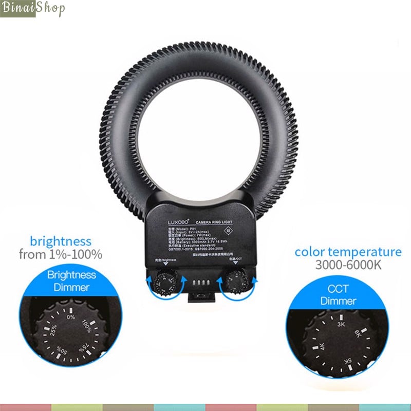 LUXCEO P01 Ring Light - Đèn Led Dạng Vòng Hỗ Trợ Quay Phim Chụp Hình Làm Youtube, Tik Tok, Review, Studio- Hàng chính hãng