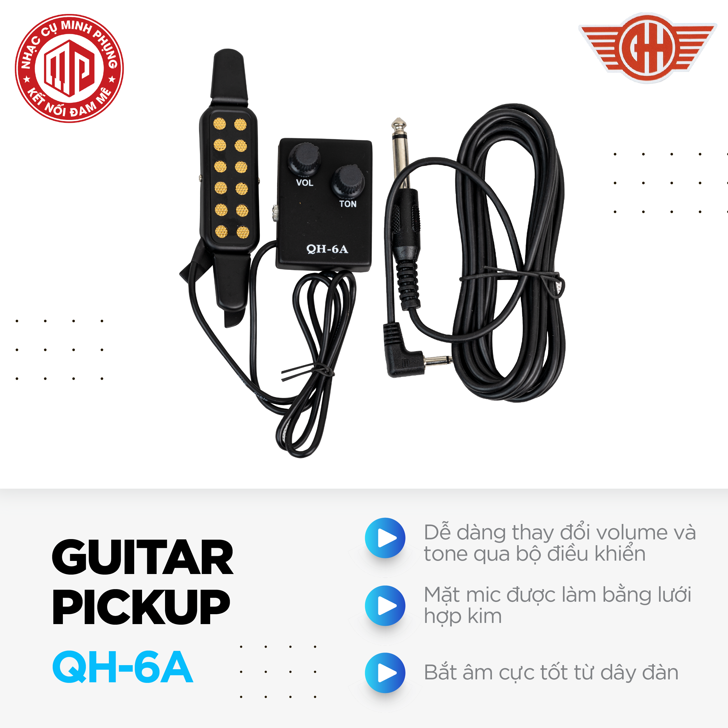 Pickup, Pick up, Pick-up Guitar - Kzm Kurtzman QH-6A (QH6A) - Tương thích với tất cả các loại Guitar - Hàng chính hãng