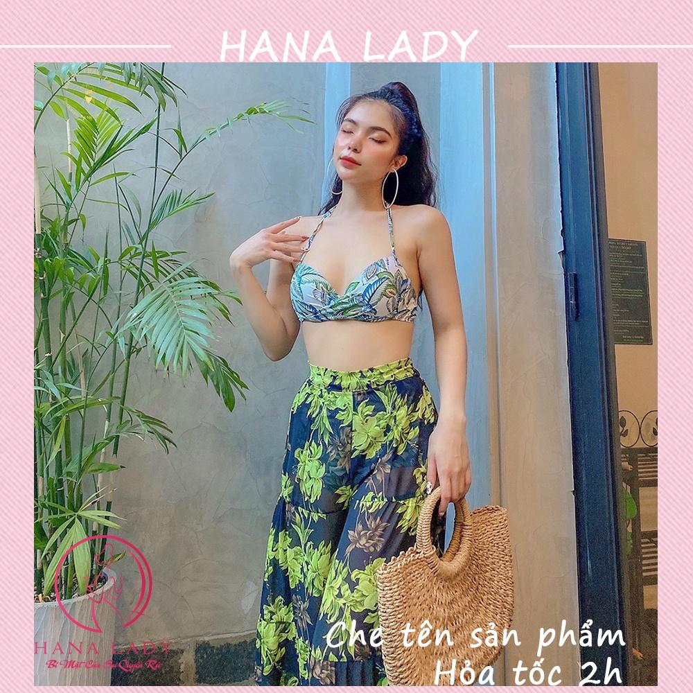 Quần ống rộng - Quần váy đi biển mặc ngoài bikini họa tiết hoa cao cấp
