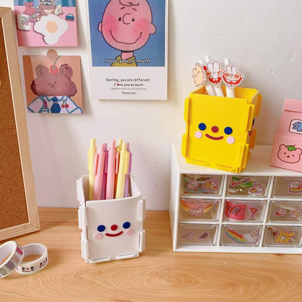 Ống đựng bút mặt cười smiley nhựa dẻo có thể lắp ghép
