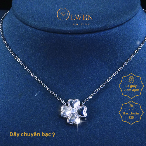 Dây chuyền bạc ý hoa 4 cánh đơn giản, phong cách Hàn Quốc, nhẹ nhàng, thanh lịch, phù hợp đi học, đi chơi, đi làm - 58238.2
