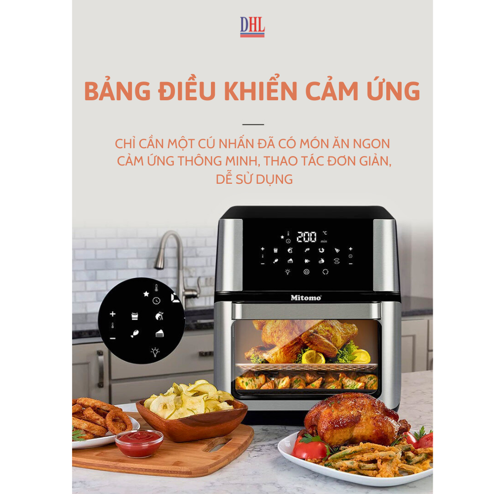 Nồi chiên không dầu Mitomo MTD-12LA, dung tích 12L công suất 1700W - Hàng chính hãng
