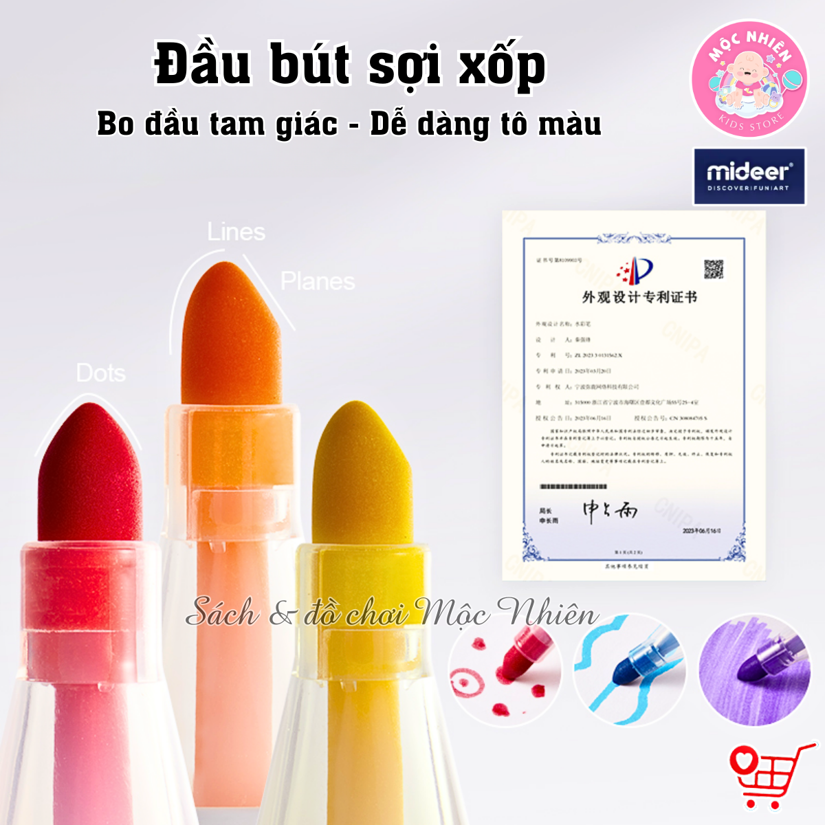 Bút lông màu nước xóa được an toàn cho bé Let's Paint Washable Marker Mideer