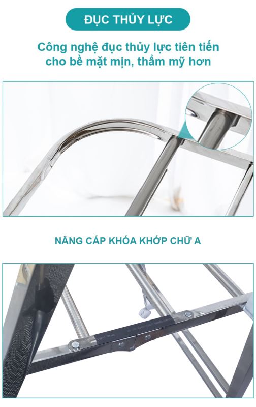 Giàn phơi, kệ phơi đồ Inox xếp gọn có bánh xe - Chính hãng NIKITA 818ABX