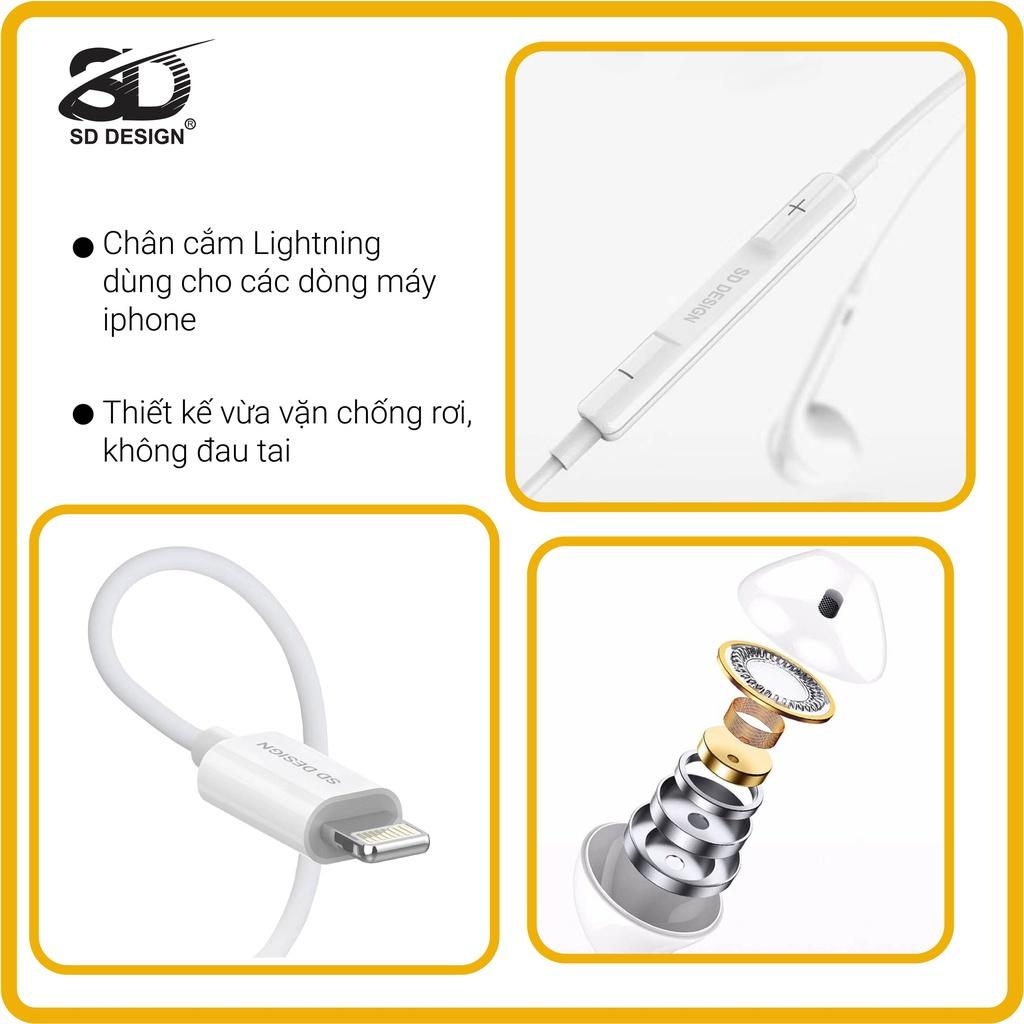 Tai nghe cho iPhone nhét tai chân SD DESIGN H8 có mic đàm thoại - Kết nối bluetooth mới dùng được