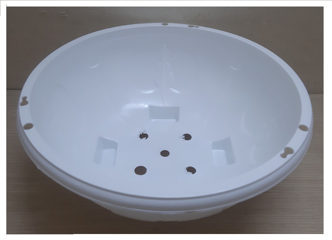 2 Chậu Nhựa Tròn Trồng Hoa Màu Trắng Có Móc Treo - Chậu chảo treo trồng hoa có móc xích kèm theo! KT: 29x12cm
