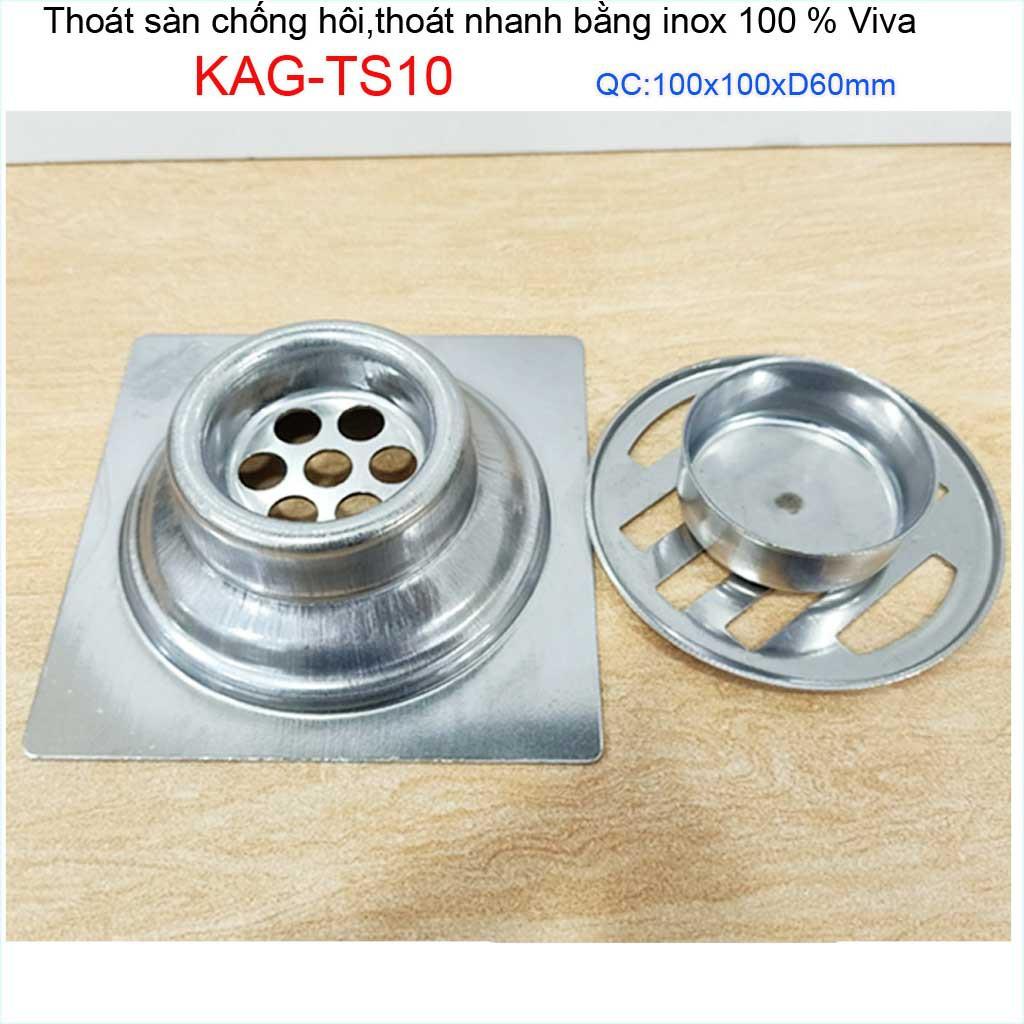 Hố ga thoát sàn Viva ống 6cm-9cm Inox mờ, phễu thoát nước chống hôi D60-90 vuông 10x10cm-12x12cm-15x15cm