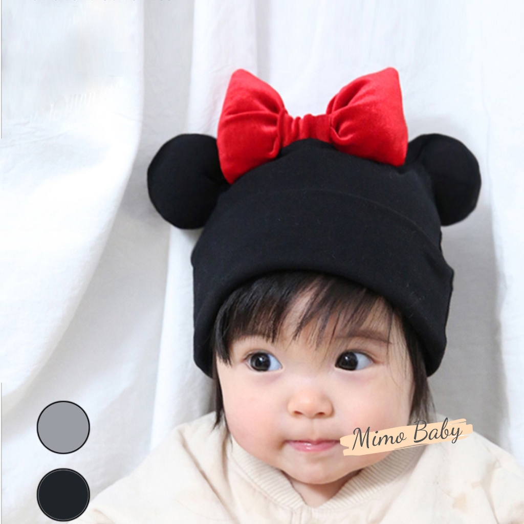 Mũ cotton đính nơ đỏ phồng đáng yêu cho bé MD240 Mimo Baby