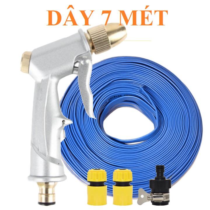 Bộ dây vòi xịt nước rửa xe, tưới cây . tăng áp 3 lần, loại 7m, 10m 206701 đầu đồng,cút,+ tặng móc khoá