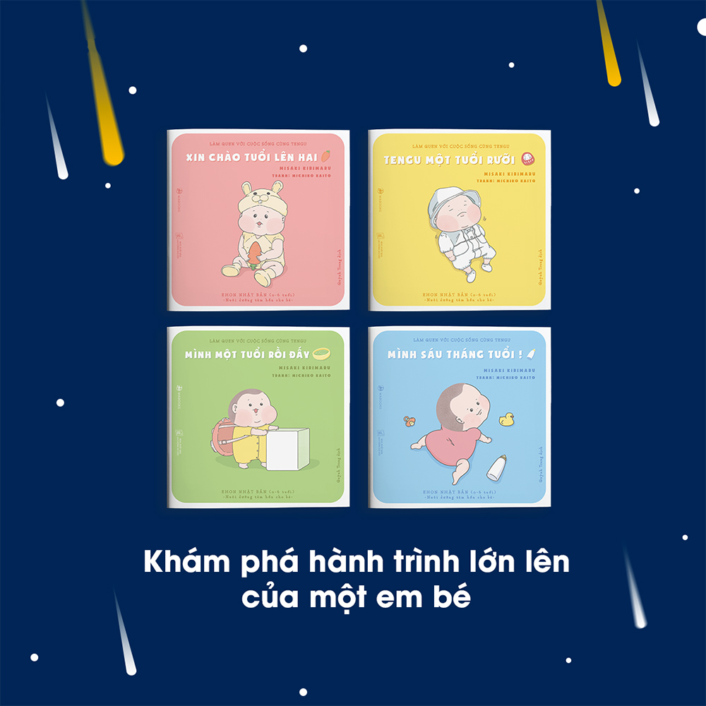 Combo 4 cuốn truyện tranh Ehon Nhật Bản - Làm quen với cuộc sống cùng Tengu - Dành cho trẻ từ 0 - 2 tuổi