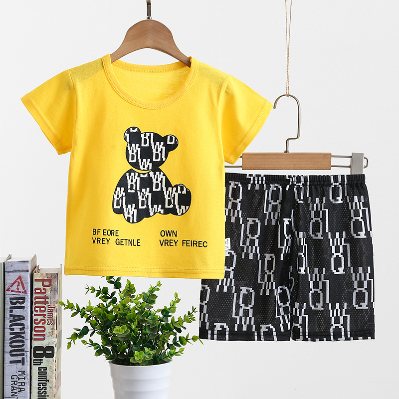 Bộ đồ bé trai họa tiết gấu mặc nhà, đi chơi, bộ quần áo cho bé họa tiết dễ thương từ 8-18kg