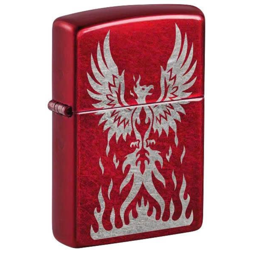 Bật lửa Zippo Phoenix Design - Hình Chim Phượng Hoàng Khắc Trên Nền Đỏ Táo Chính Hãng Mỹ, Chống Gió Cao Cấp