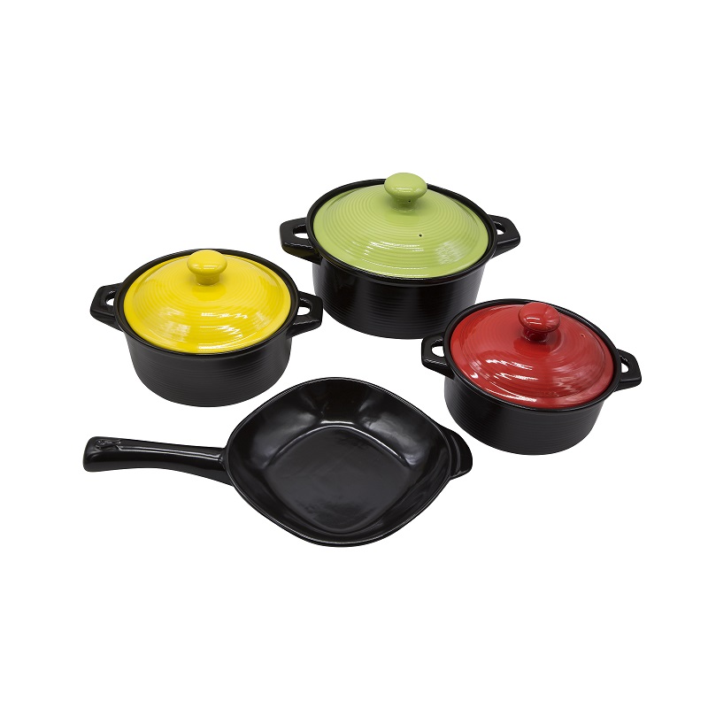 Bộ 3 nồi sứ Molise + Chảo sứ vuông phi 27cm Royalcooks