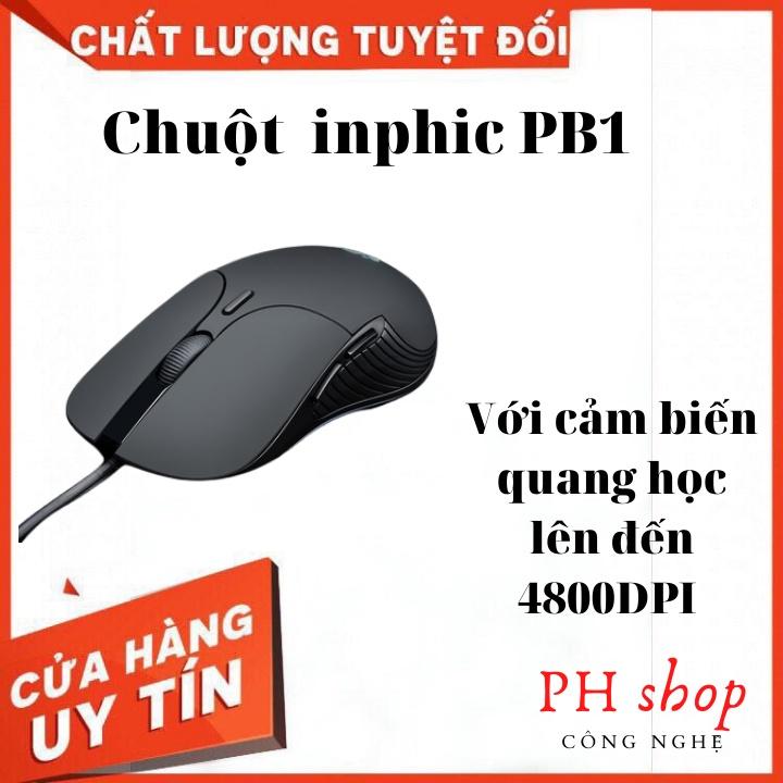 Chuột Máy Tính Có Dây Inphic PB1P 6 Nút 4800 DPI tùy chỉnh, chống ồn phù hợp cho game thủ, Văn phòng,...