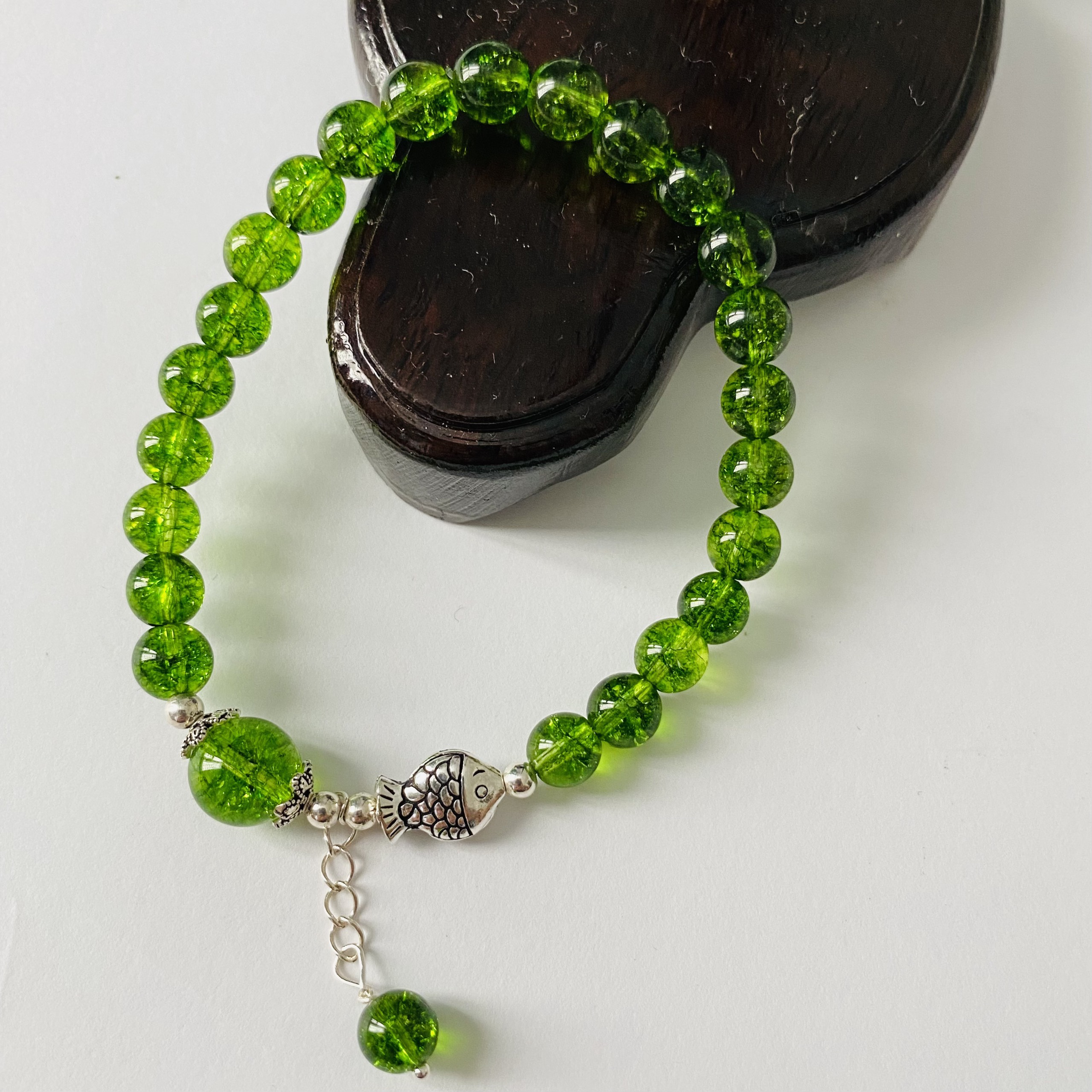 HCM- VÒNG TAY ĐÁ PERIDOT TỰ NHIÊN BẠC 925