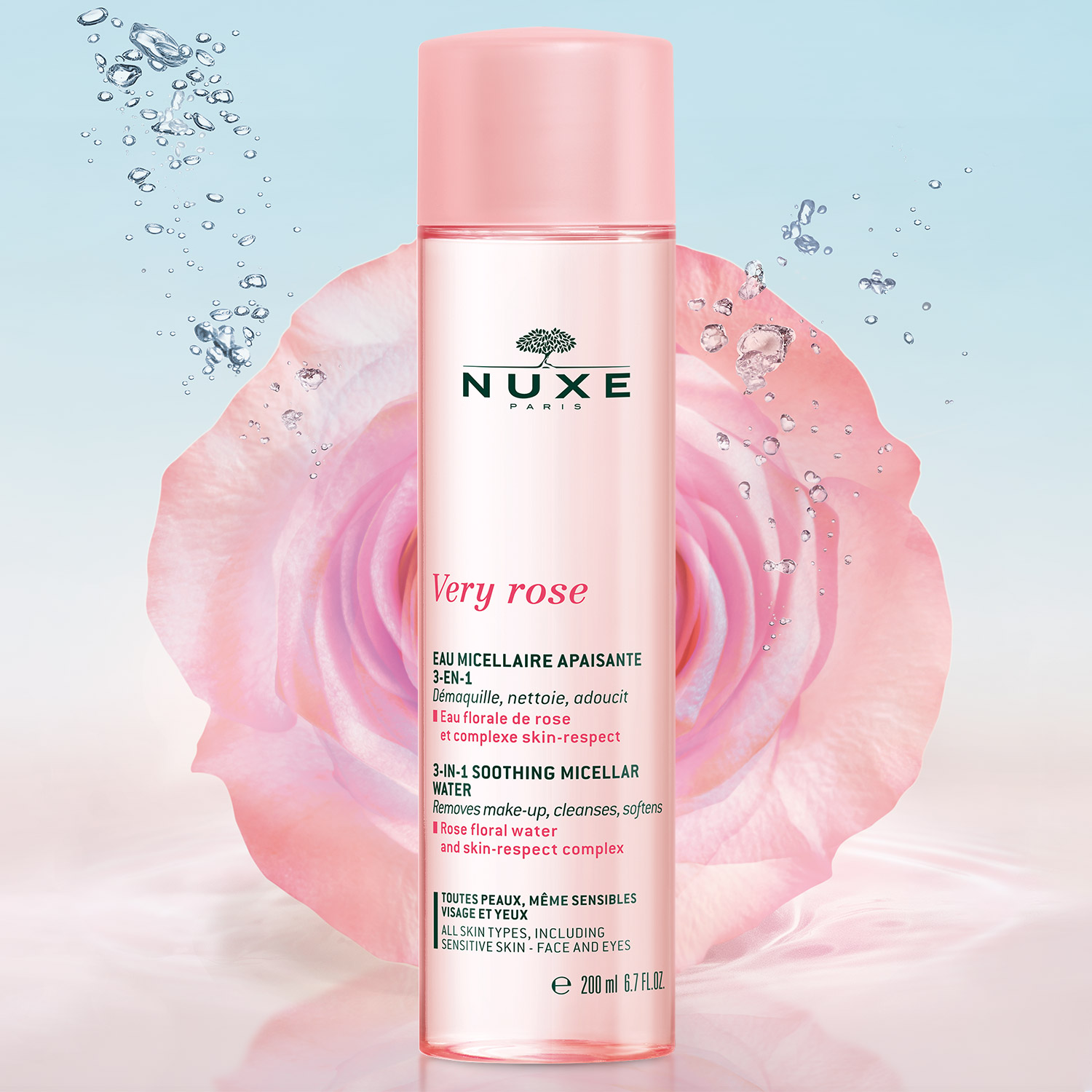 Nước tẩy trang Micellar 3 trong 1 Nuxe Very Rose 200ml