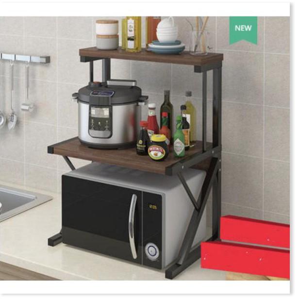 Kệ bếp lò vi sóng 2F Japan Kitchen Gỗ Nâu Đen