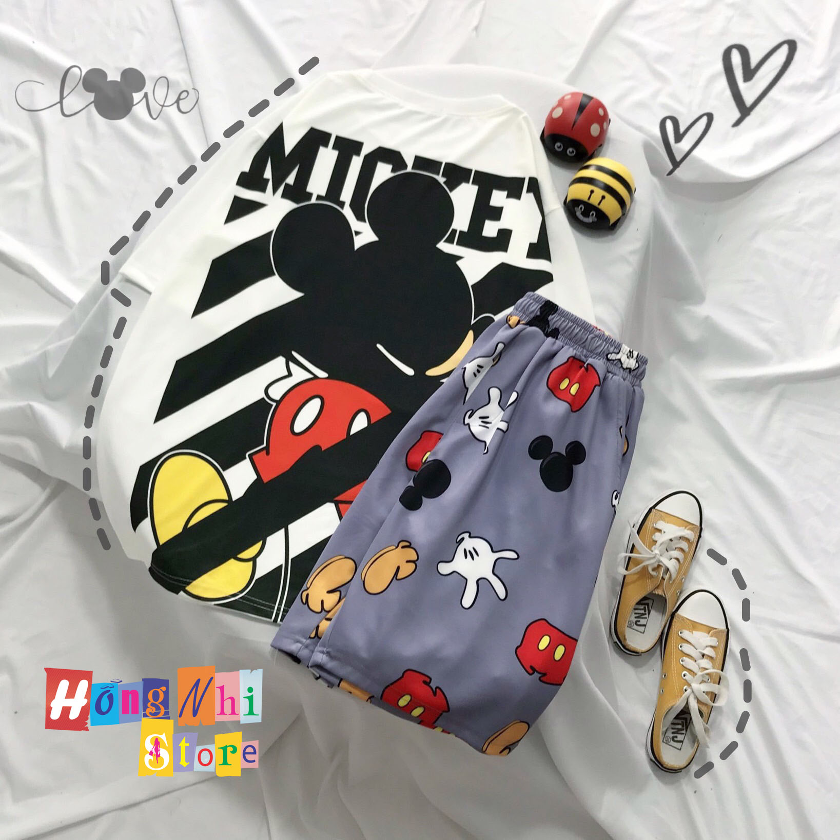 Quần Short Cartoon Unisex Quần Xám - Quần Đùi Hoạt Hình Siêu Cute - MM