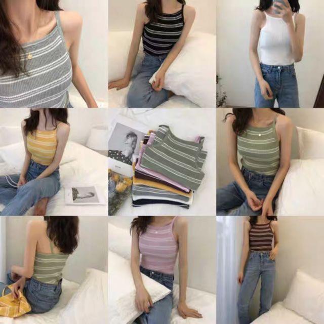 A105_Áo 2 dây len tăm cổ yếm
