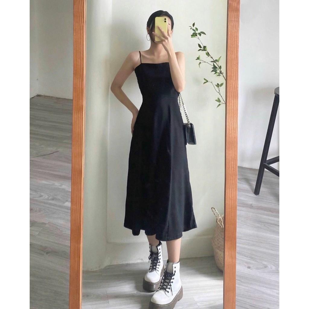 Váy maxi đen cut out lưng cá tính - V046