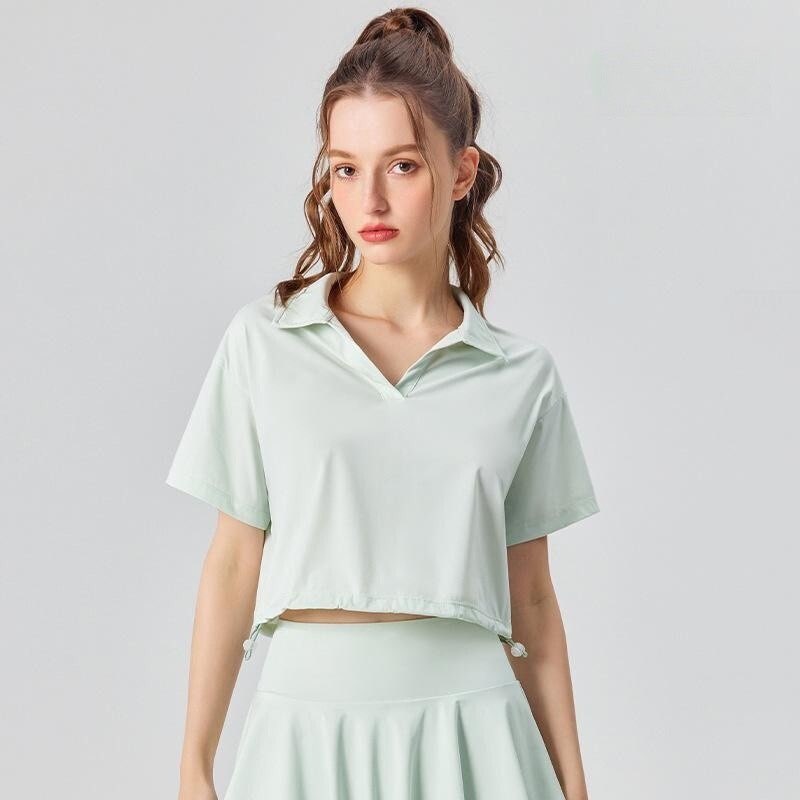 Áo thể thao nữ dáng ngắn crop top rút dây siêu nhẹ, nhanh khô