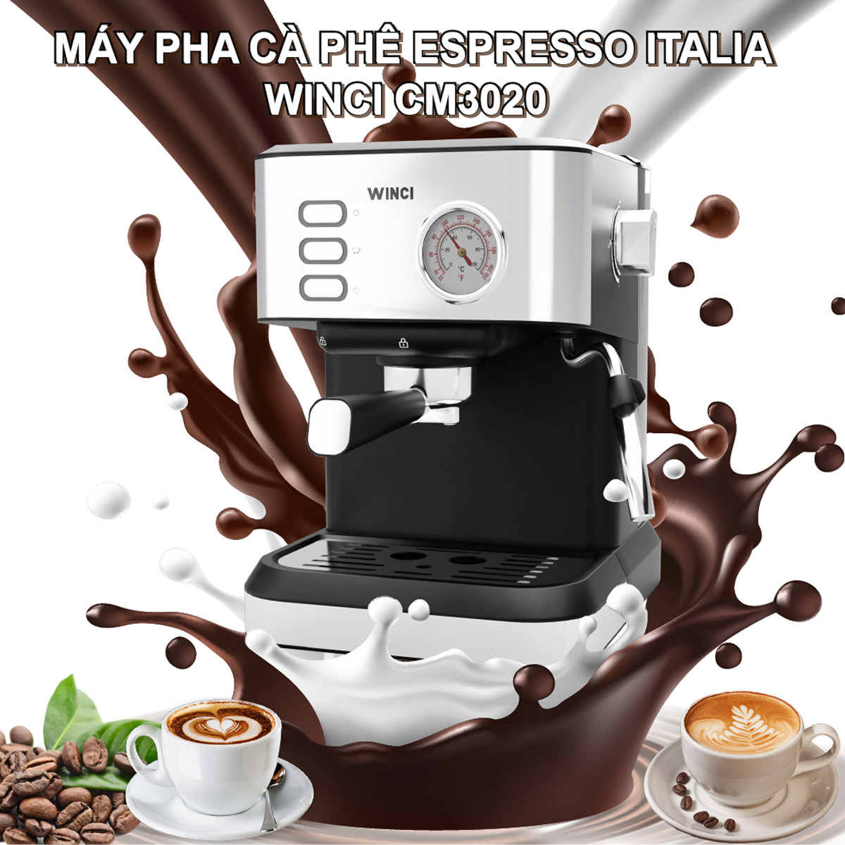 Máy pha cafe tự động Espresso, cafe sữa, cafe bọt Winci HC-YS220, Hàng nhập khẩu.