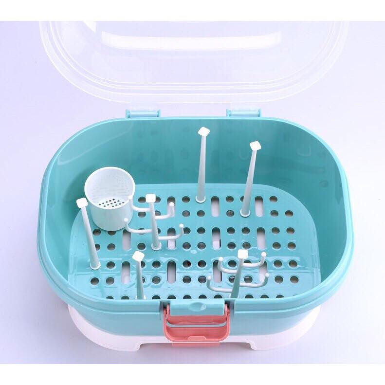 Giá úp bình sữa dạng hộp Box cao cấp bảo quản bình sữa, núm ti khỏi bụi bẩn