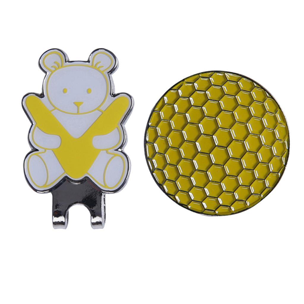 Golf Hat Clip with Detachable Golf Ball Marker Bear Pattern Black