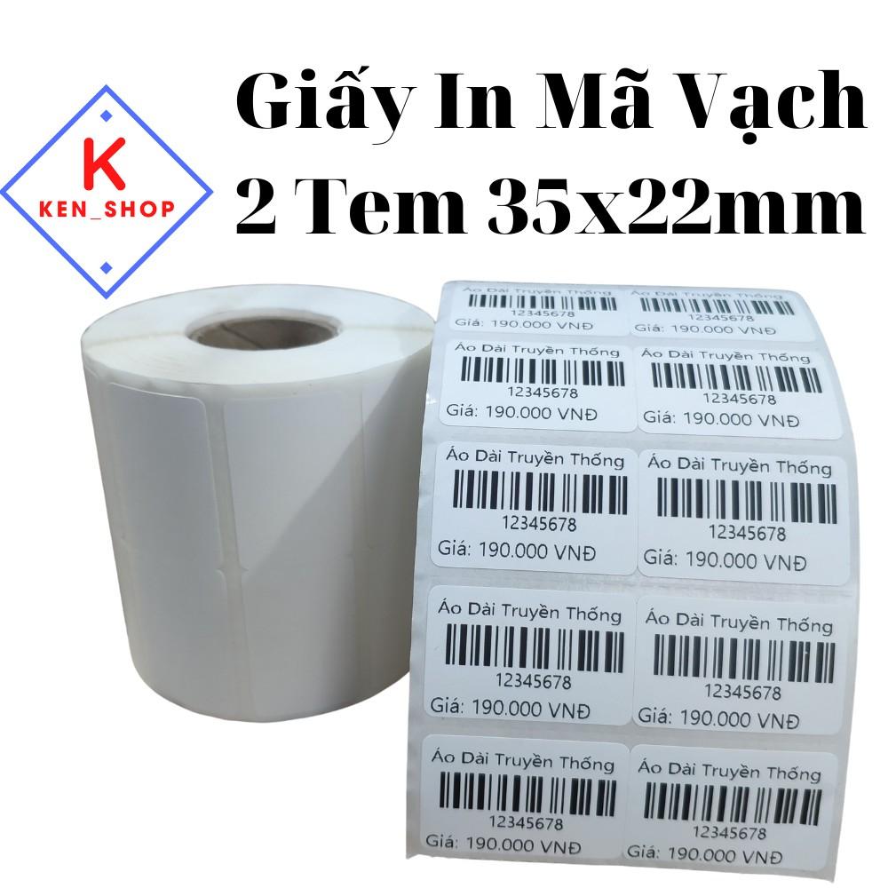 Giấy in tem mã vạch nhiệt 2 tem khổ 35x22mm, 70x22mm, 72x22mm. Giấy decal Avery Fasson