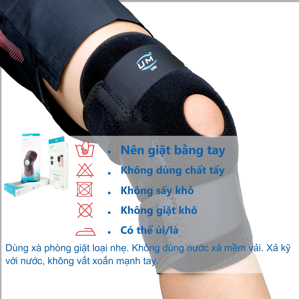 Bó gối đai dán không nẹp neoprene United Medicare (F07