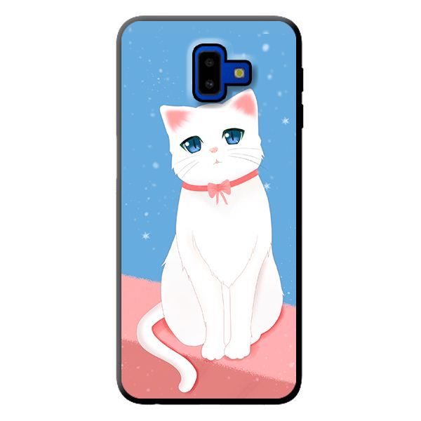 Ốp lưng cho Samsung Galaxy J6 Plus mèo trắng 1 - Hàng chính hãng